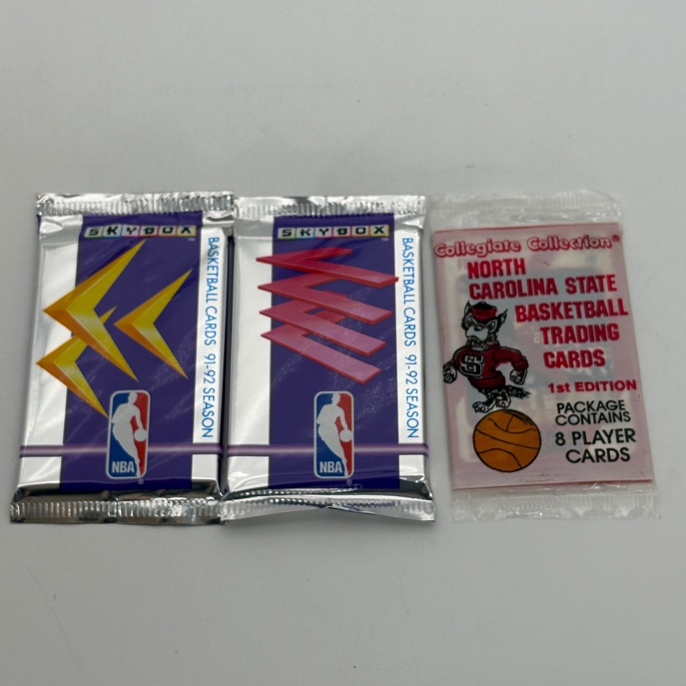 Lot of 3 Vintage Basketball Card Packs 1991-92 SkyBox NBA & NC State 1st Edition